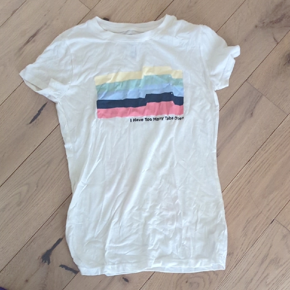 White Graphic T-Shirt with Colorful Stripes